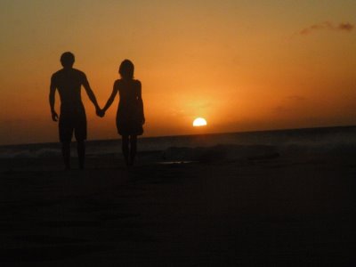 Couple on the beach at Sunset, Valentines, Cape Town