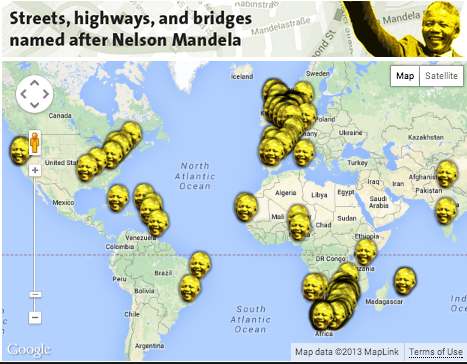 Streets, highways and bridges named after Mandela