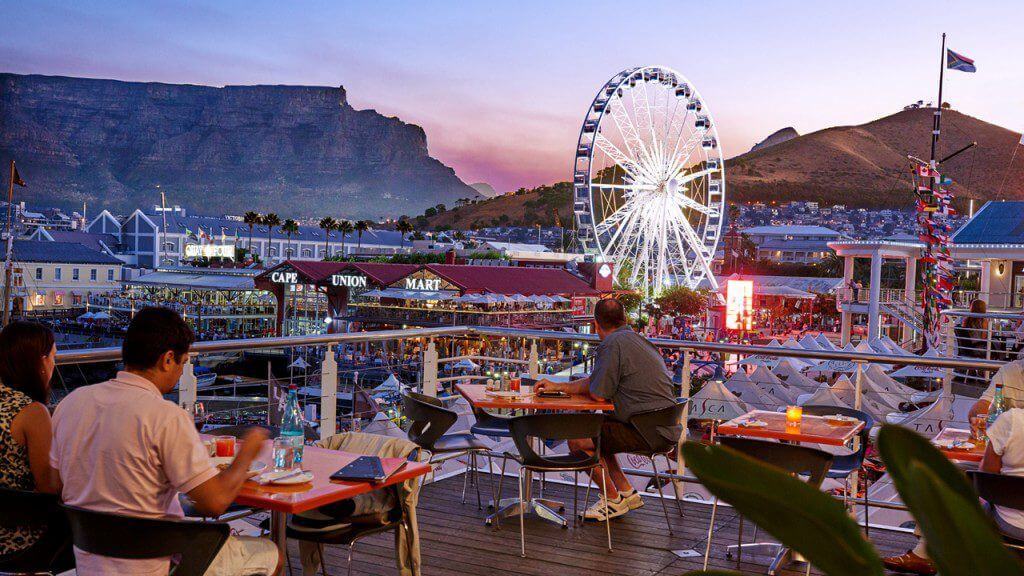 V&A Waterfront at sunset.
