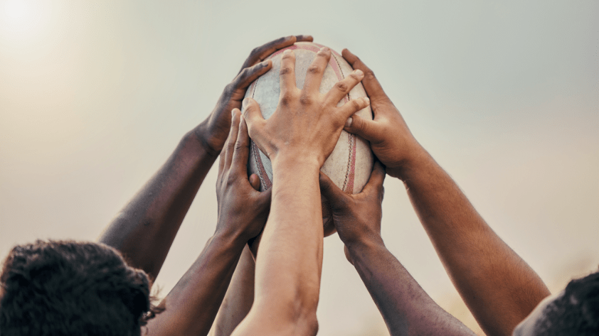 Rugby ball in hands