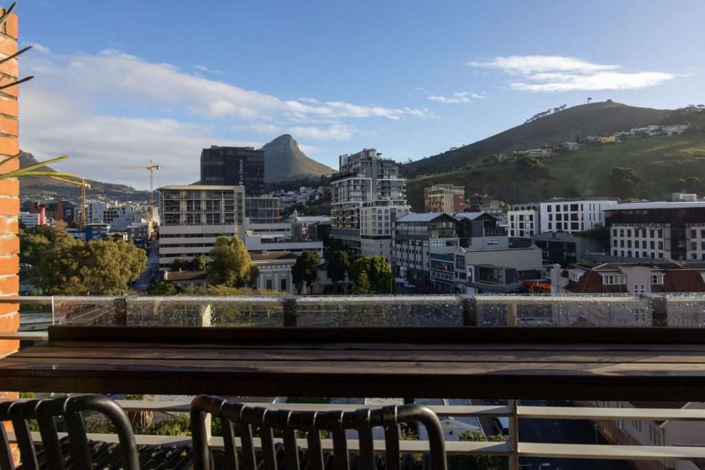 Cape Town skyline with Table Mountain visible on a clear day.