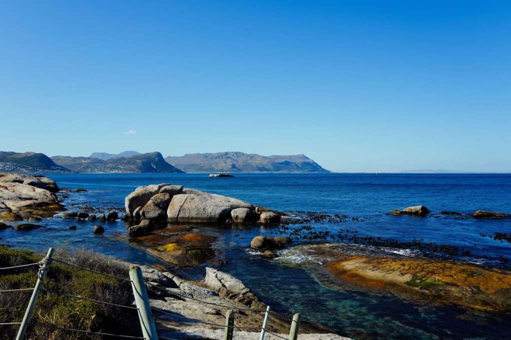 Rocky Cape Peninsula coastline with sea and mountains in one view.